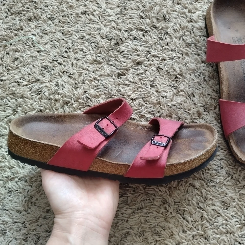 Birkenstock Sydney 2 strap red/pink sandals women's Sz 11